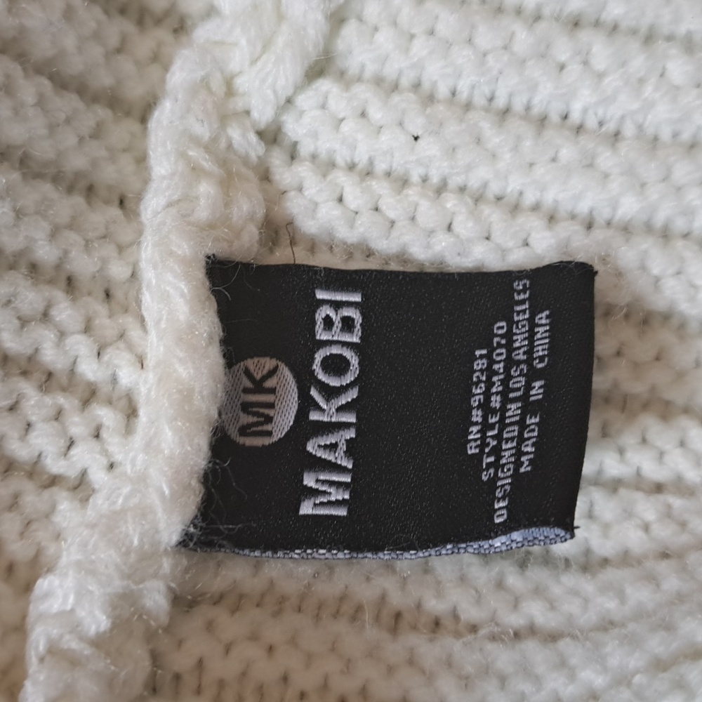 Makobi Men’s Streetwear Sweater Cable Knit Zip Cardigan Cream Hooded Pockets XL - Picture 8 of 15